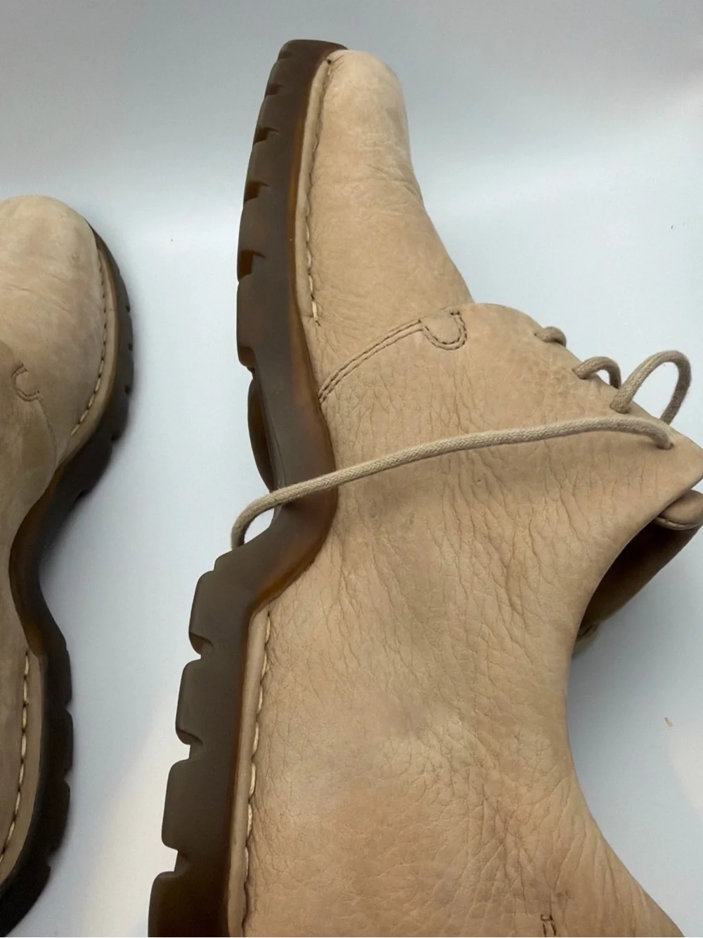 Vintage Cole Haan Country Men's Beige Nubuck Grained Leather Oxfords Lug Sole9.5